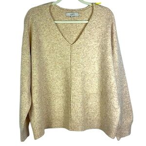 LOFT popover boxy v neck long sleeve comfy super soft sweater Sz L
